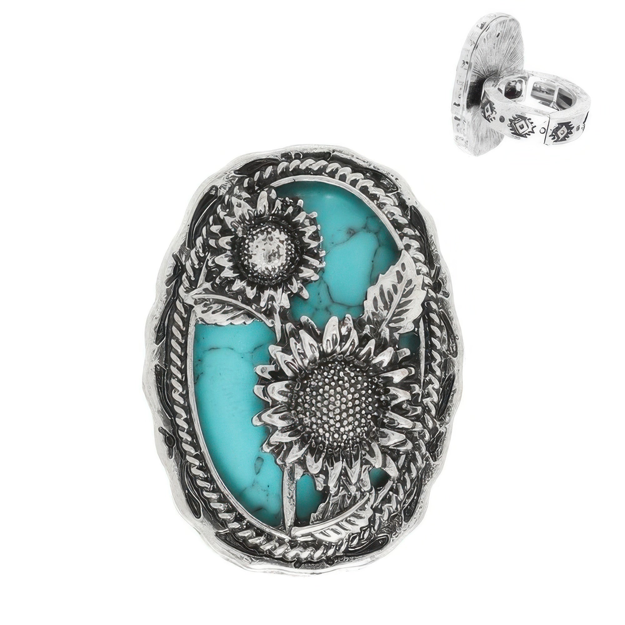 Western Oval Sunflower Stretch Ring - Wear Arielle