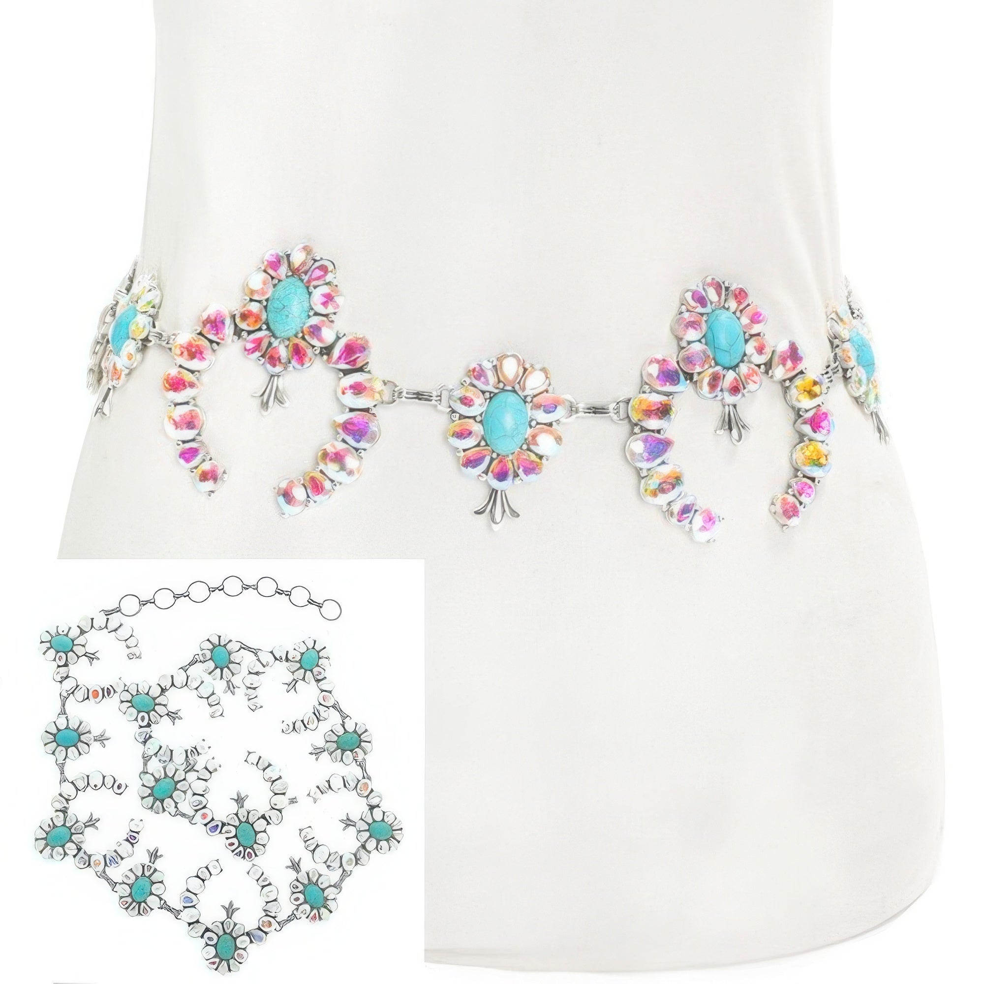 Western Squash Blossom Chain Link Belt - Wear Arielle