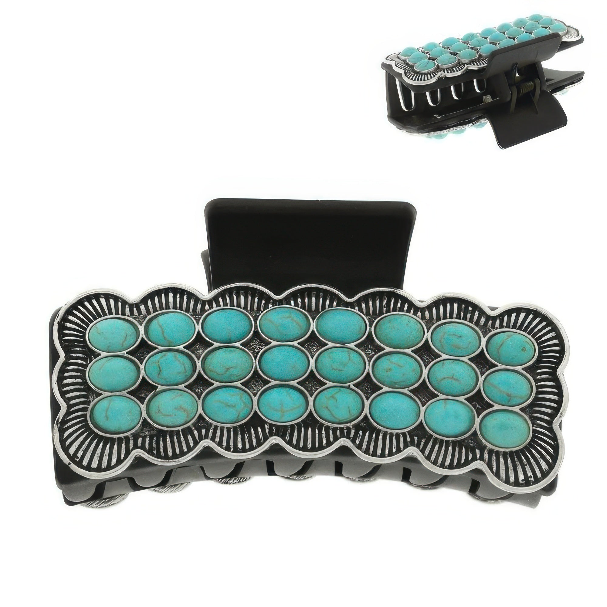 Western Turquoise Metal Hair Claw Clip - Wear Arielle