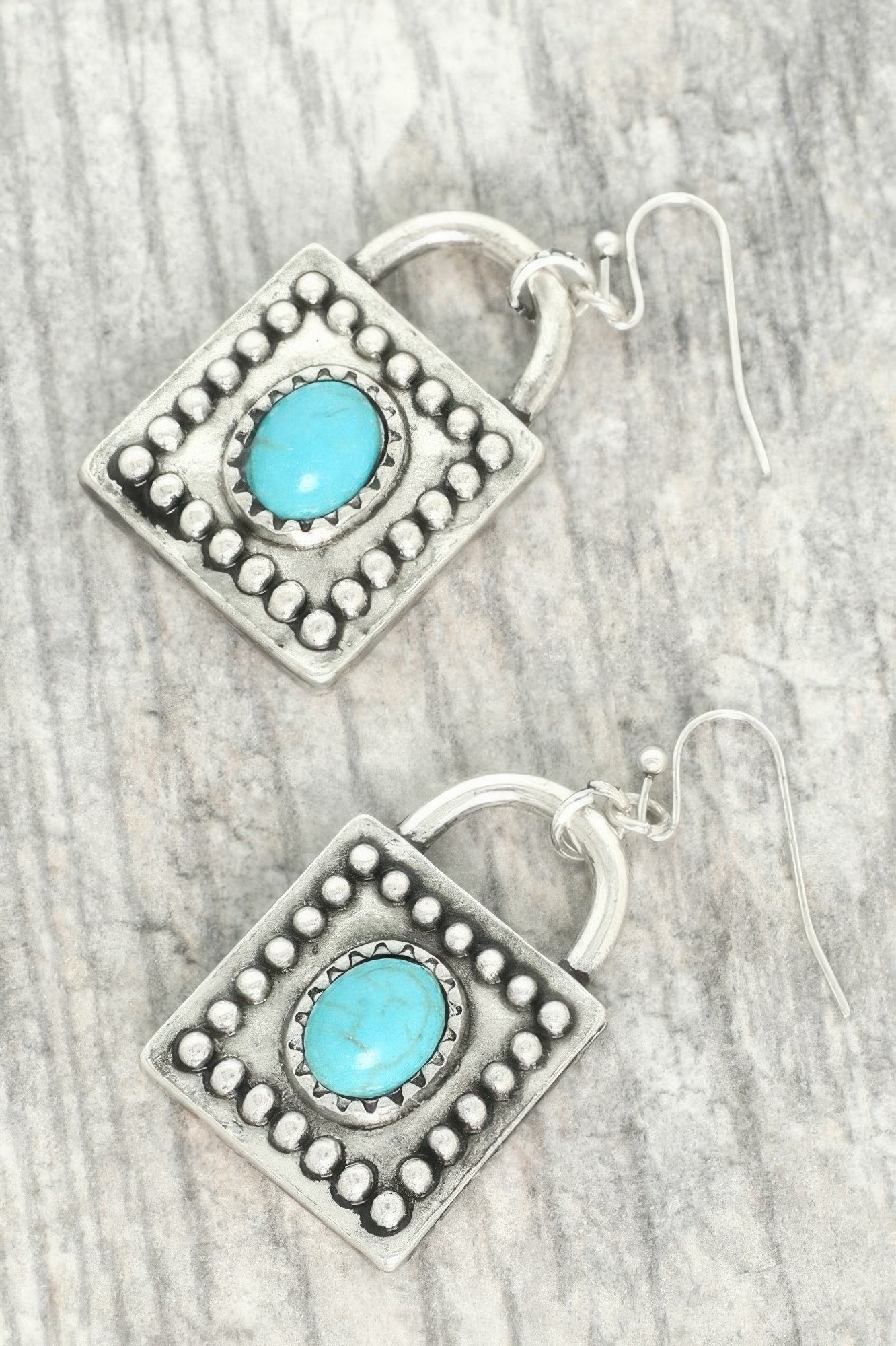 Western Turquoise Square Locket Earrings - Wear Arielle