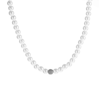 White Pearl Cubic Zirconia Pave Sphere Necklace - Wear Arielle