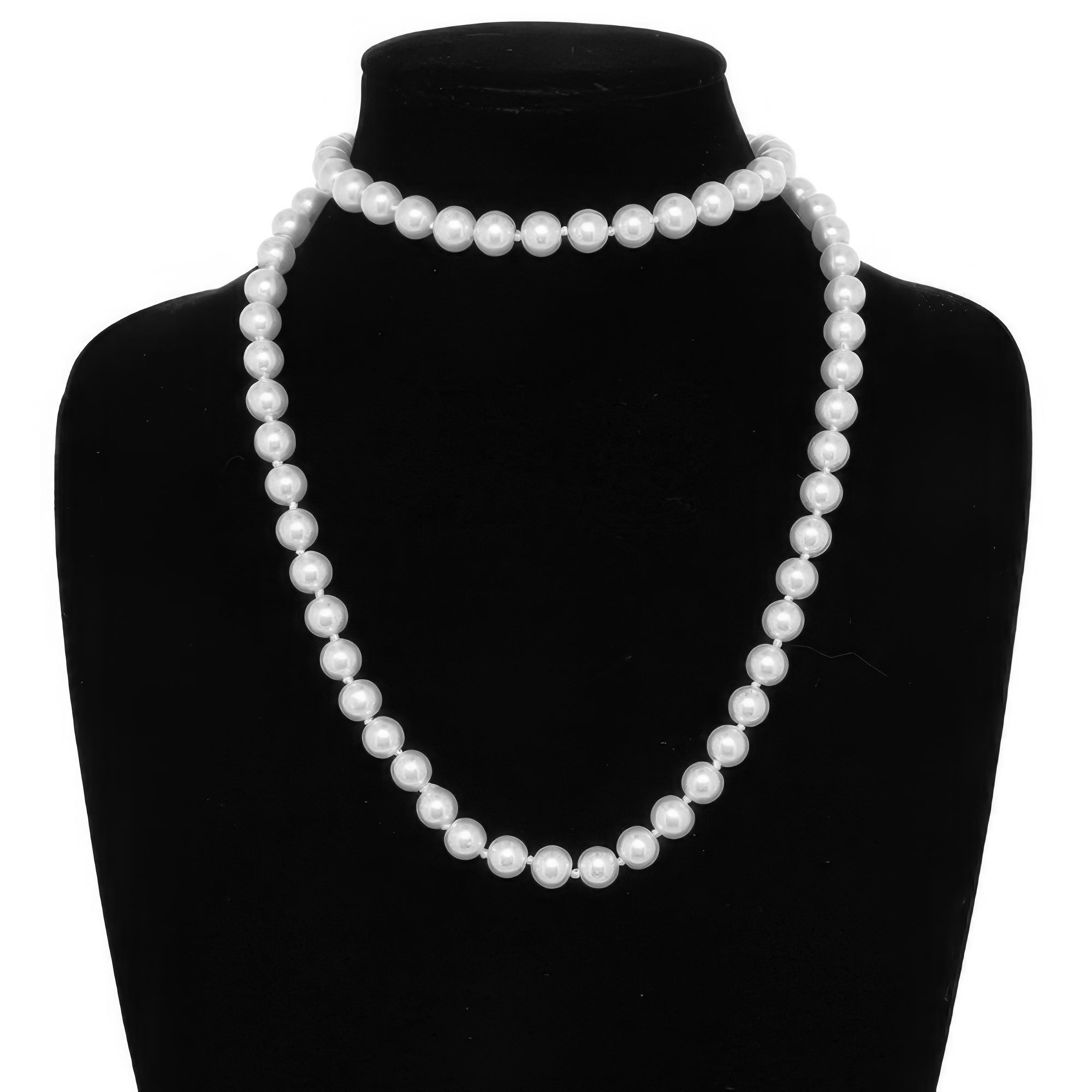 White Pearlescent Pearl Beaded Necklace - Wear Arielle