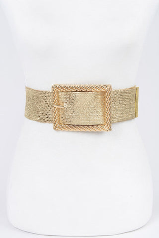 Wide Metal Buckle Plus Size Clear Belt - Wear Arielle