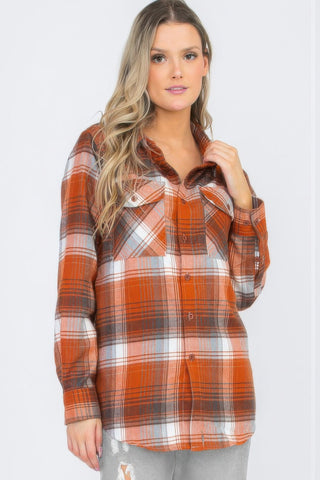 Womens Boyfriend Long Sleeve Checkered Flannel - Wear Arielle