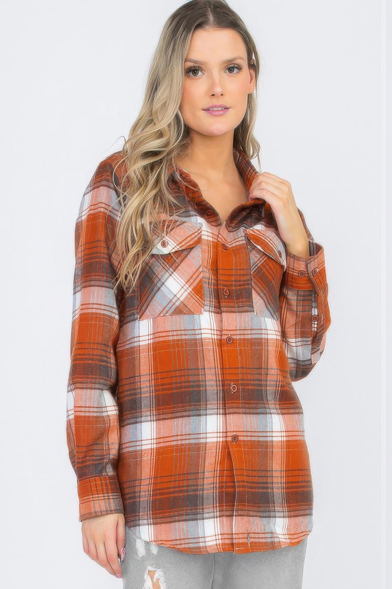 Womens Boyfriend Long Sleeve Checkered Flannel - Wear Arielle