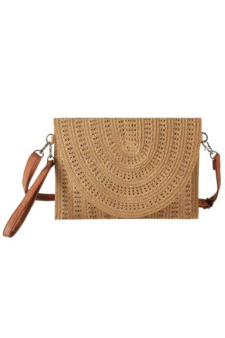 Woven Pattern Straw Clutch & Crossbody Bag - Wear Arielle