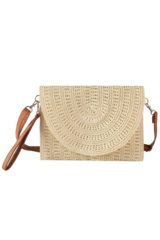 Woven Pattern Straw Clutch & Crossbody Bag - Wear Arielle