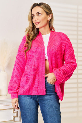 Woven Right Rib - Knit Open Front Drop Shoulder Cardigan - Wear Arielle