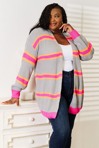 Woven Right Ribbed Long Sleeve Cardigan - Wear Arielle