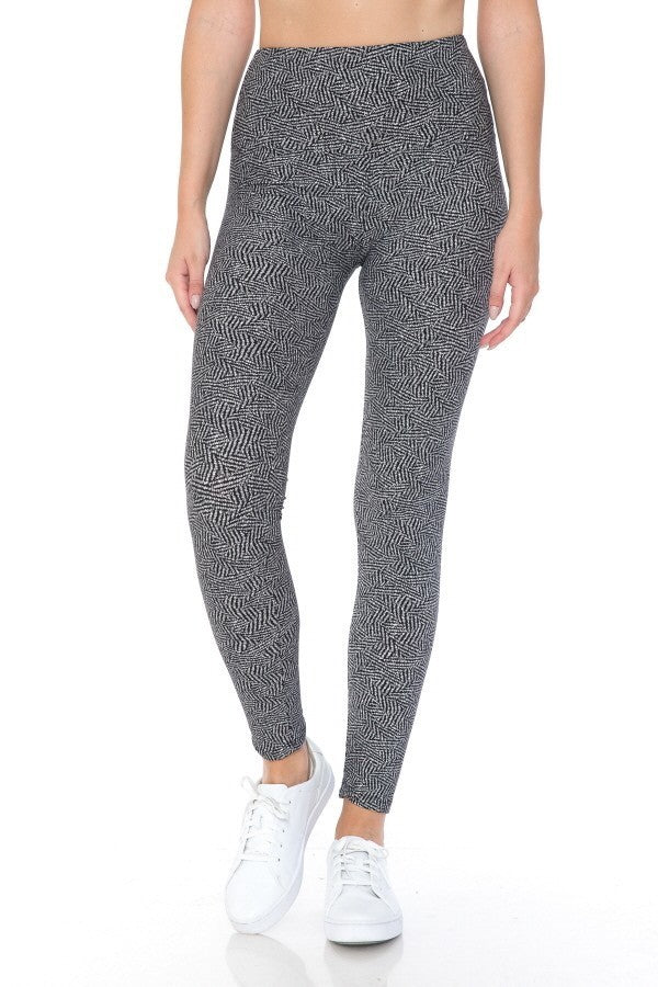 Yoga Style Banded Lined Multi Printed Knit Legging With High Waist - Wear Arielle