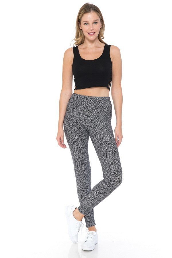 Yoga Style Banded Lined Multi Printed Knit Legging With High Waist - Wear Arielle