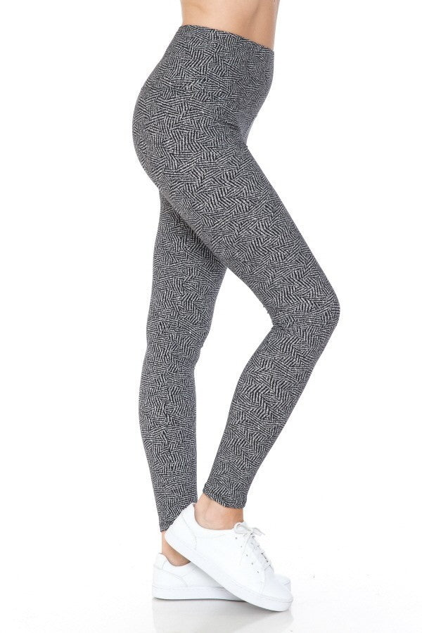 Yoga Style Banded Lined Multi Printed Knit Legging With High Waist - Wear Arielle