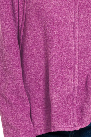 Zenana Brushed Hacci Exposed Seam Hi Low Sweater - Wear Arielle