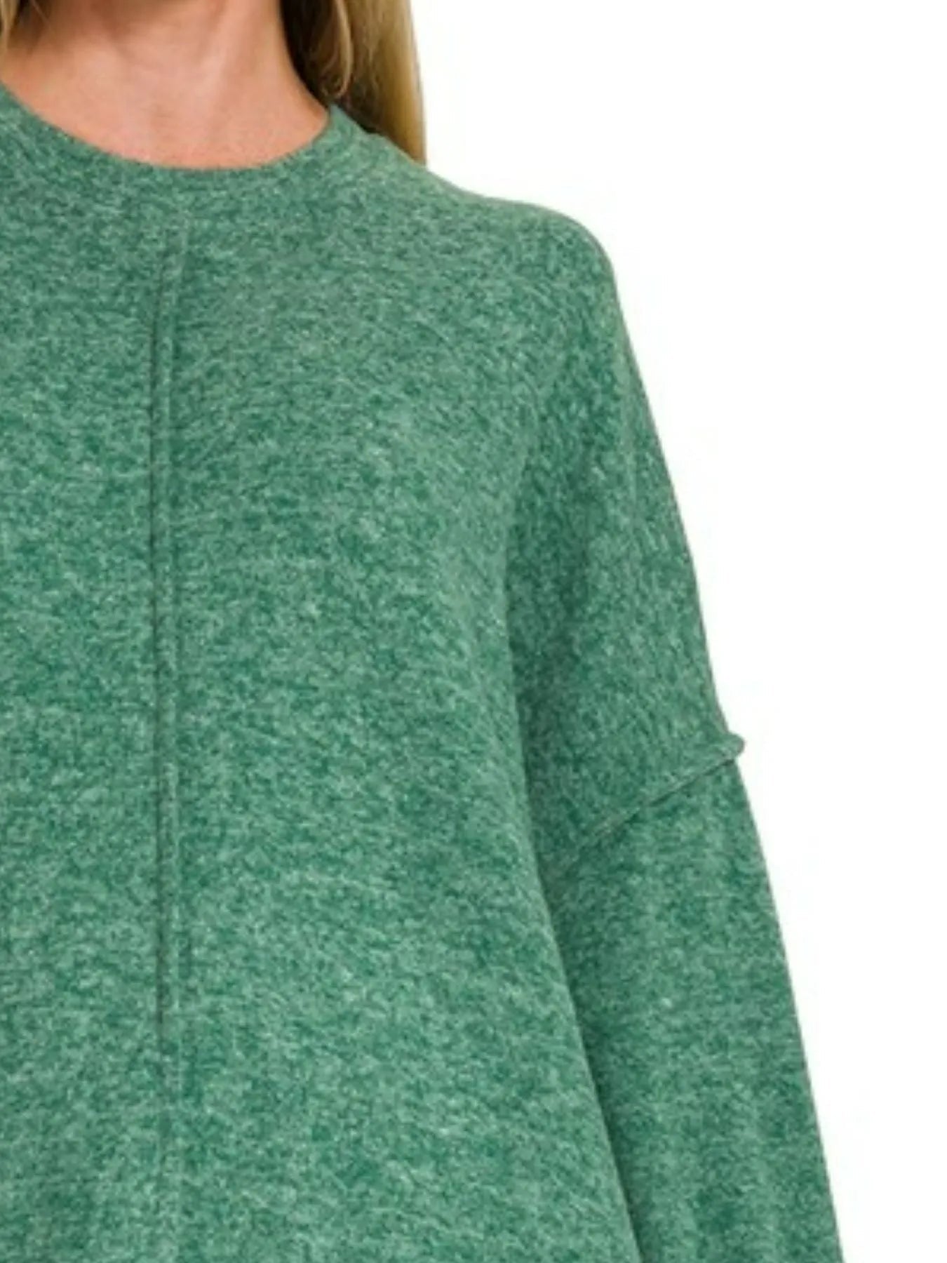 Zenana Brushed Melange Hacci Oversized Sweater - Wear Arielle