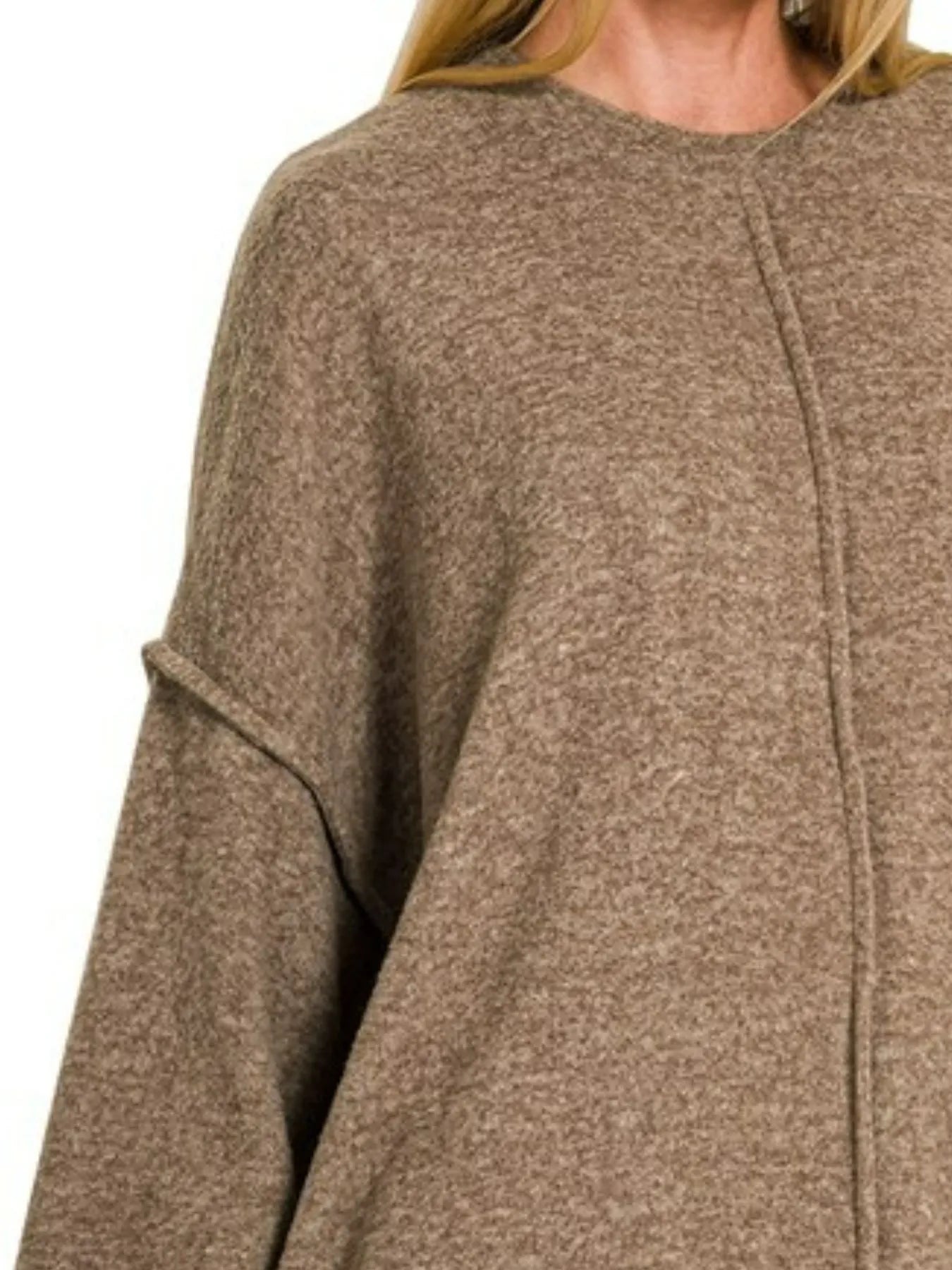 Zenana Brushed Melange Hacci Oversized Sweater - Wear Arielle