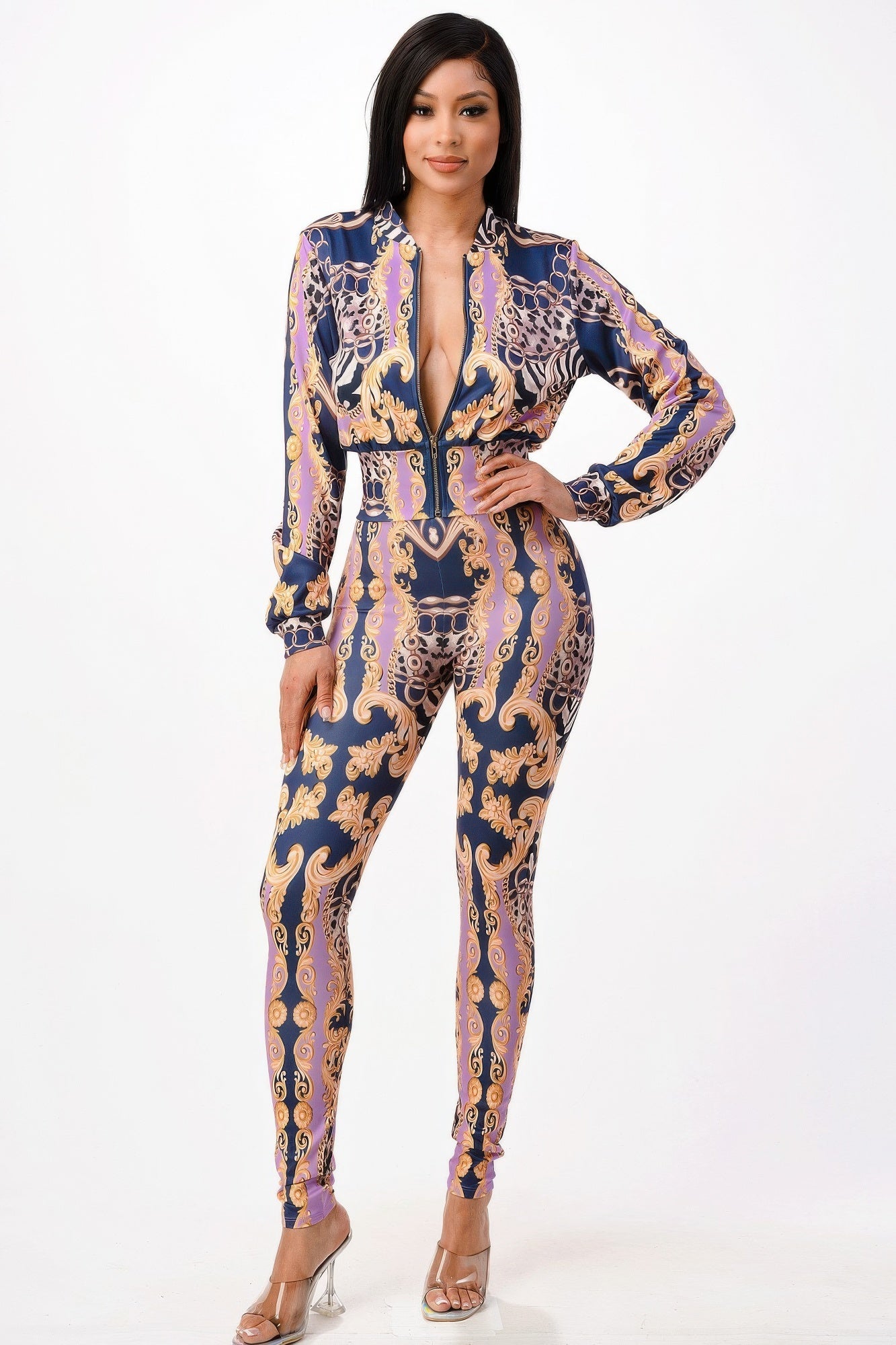 Zip - up Style Jacket With Leggings Set - Wear Arielle