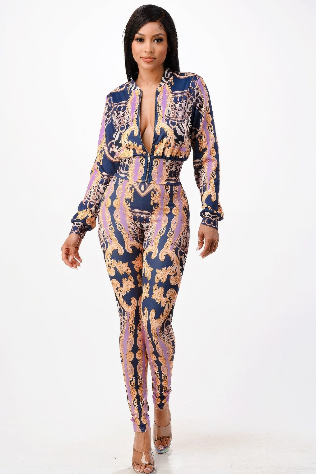 Zip - up Style Jacket With Leggings Set - Wear Arielle